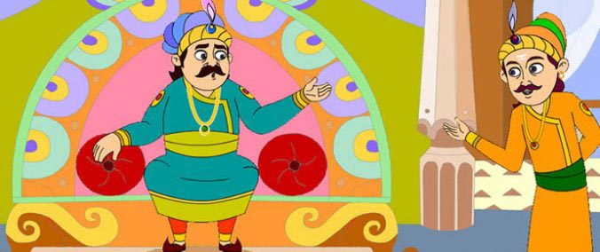 Akbar speaks to Birbal in the throne room.