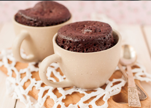 Two chocolate cake-in-a-mugs.
