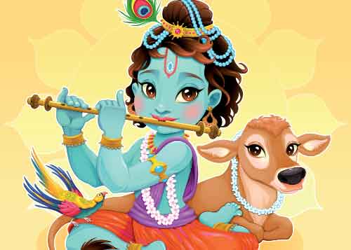 Krishna playing his flute.
