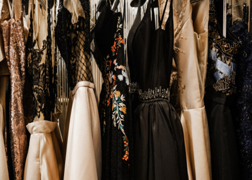 A rack of gowns