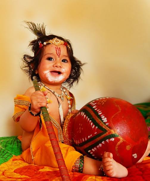 Baby dressed as Lord Krishna