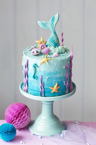 Mermaid themed birthday cake