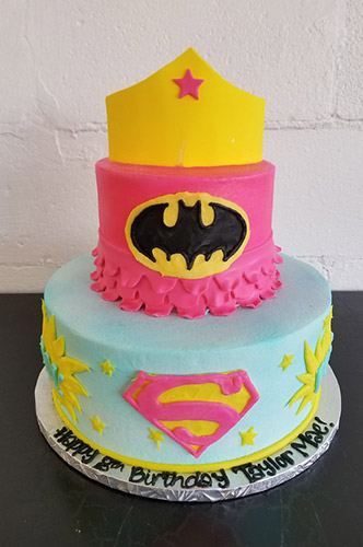 A superhero-themed cake