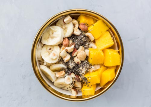 Bowl of oatmeal with toppings