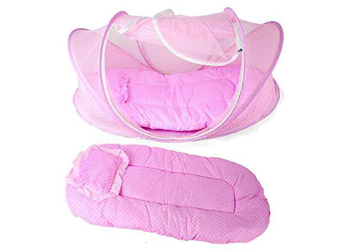 Pink portable baby bed