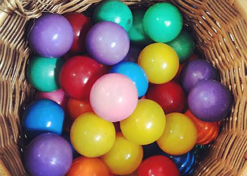 Basket with colourful balls!