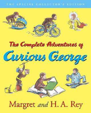 This is a cover image of the children's book ‘The complete adventures of Curious George’ by Margaret and H.A. Rey.
