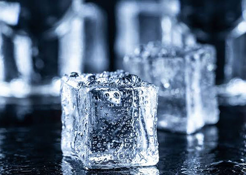 Ice cubes slowly melting