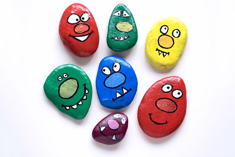Rocks painted with different expressions!