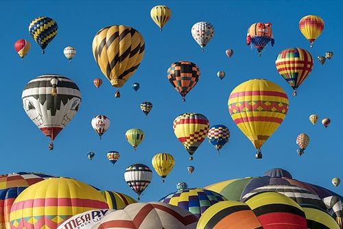 Hot air balloons in the air