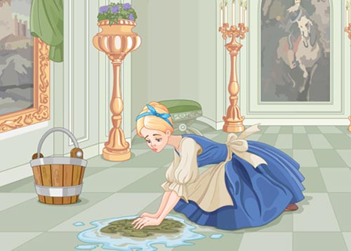 Cinderella mopping the floor