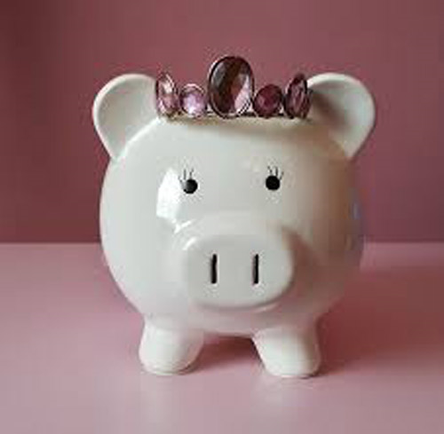 ink piggy bank wearing sunglasses