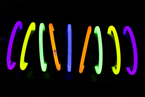 Multi-coloured neon wristbands