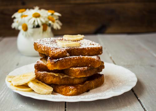 Delicious, sweet French toast served with bananas!