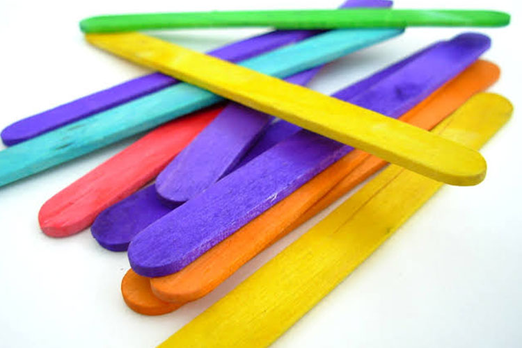 Painted colourful popsicle sticks