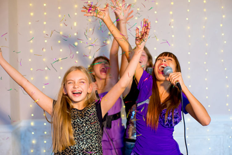 Girls singing and having fun