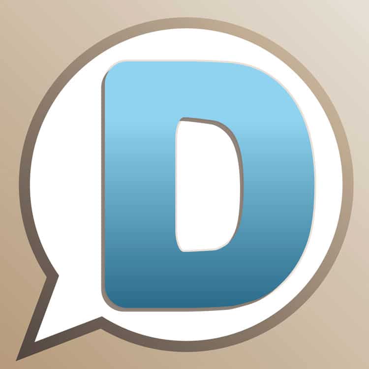 Vector image of the letter D inside a text bubble