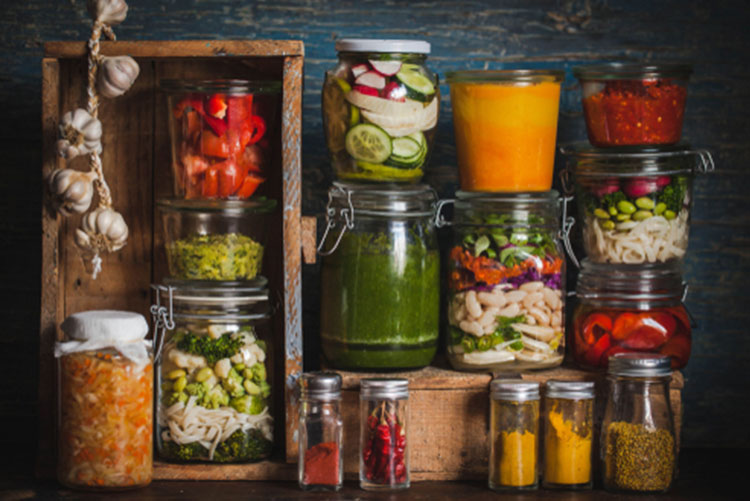 Jars of food and cooking ingredients