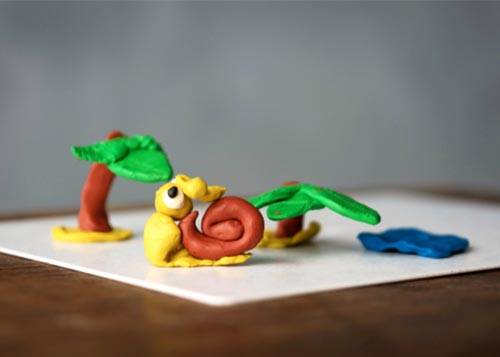 Playdough snail and tress