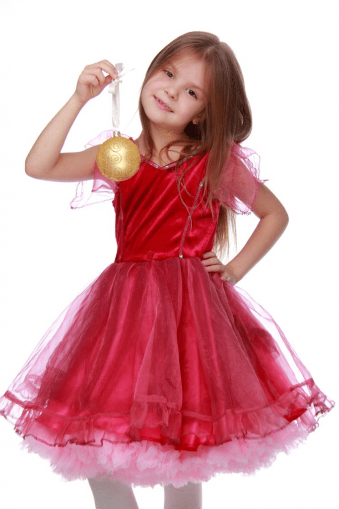 Young girl in a red Christmas dress!