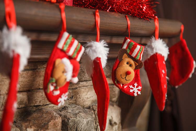 Stockings hung over the fireplace