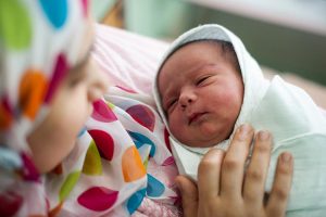 Mother holding baby