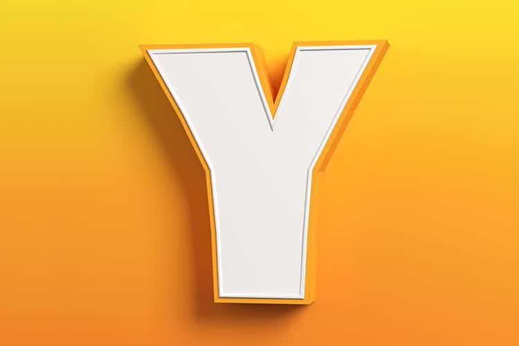 A block of the letter Y on an orange background indicating the Hindu baby boy names that start with Y.