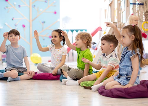 Kids participating in the Number Train game.