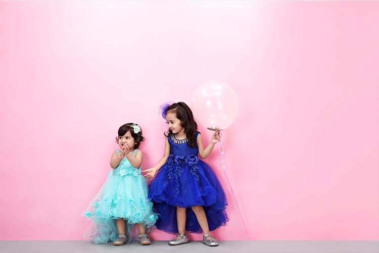 Two girls in party dress