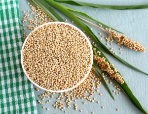 A bowl of jowar placed on a table.