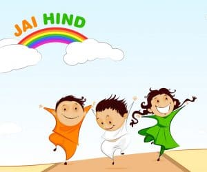 Vector image of kids in tricolour outfits