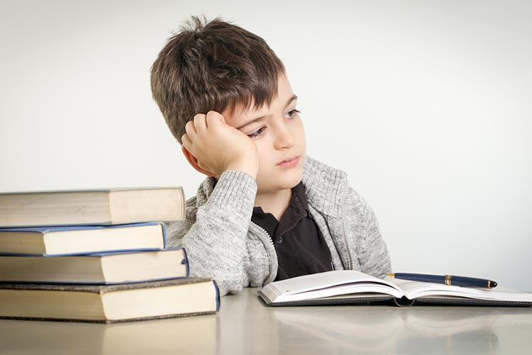 A child unable to learn as fast as his peers.