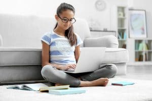 Little girl studying