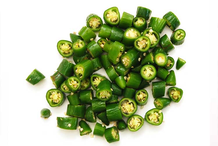 Finely chopped green chillies.