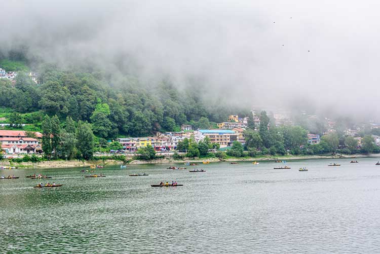 Landscape of the Naini Lake in Nainital, Uttarakhand.
